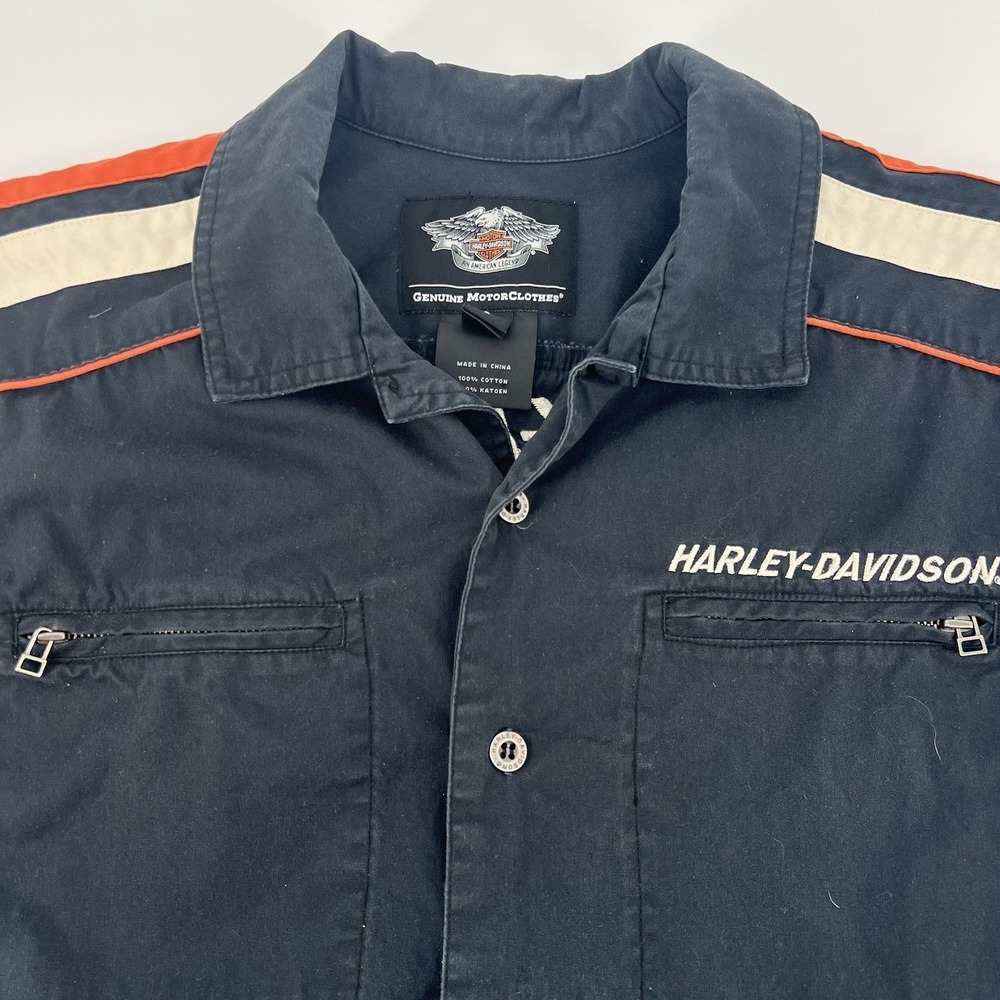 Harley-Davidson Motorcycles Shirt Men's Large Black 100% Cotton Rugged Workwear
